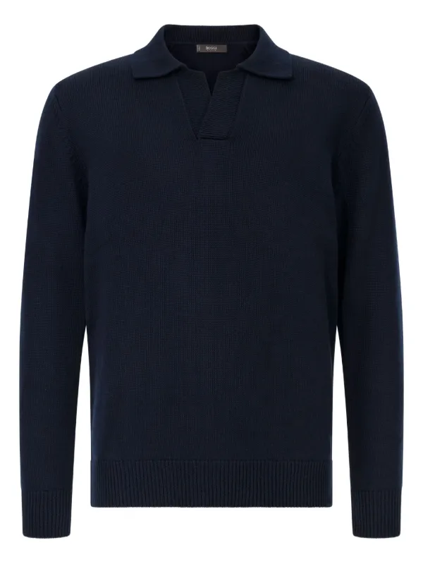 Boggi Milano Wool polo-neck Sweater Blue FARFETCH IN