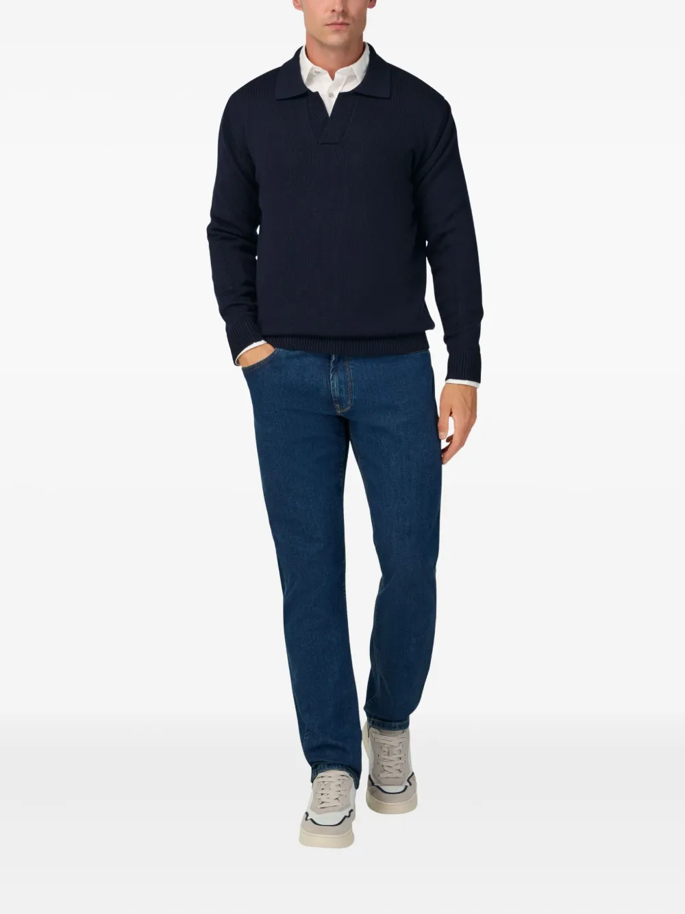 Boggi Milano wool polo-neck sweater - Blauw