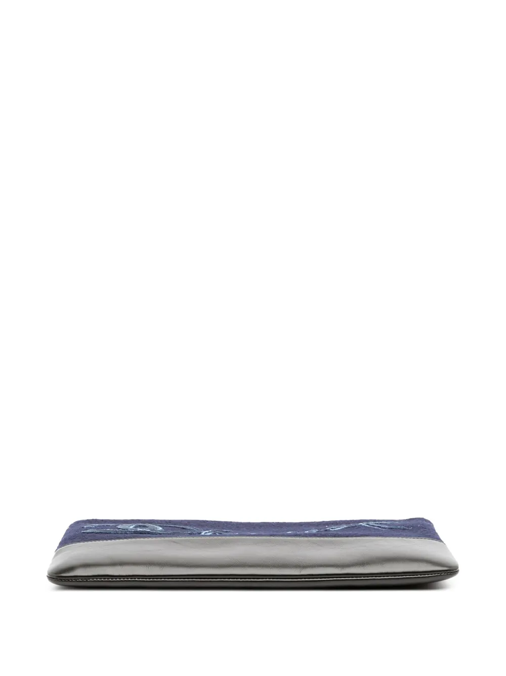 Pre-owned Chanel 2018-2019 Paris-hamburg Wool Embroidered Gabrielle Clutch Bag In Blue