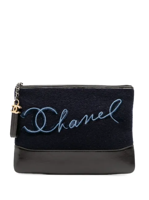 CHANEL Pre-Owned شنطة كلاتش 'باريس هامبورغ' صوف مطرزة 'غابريال' 2018-2019