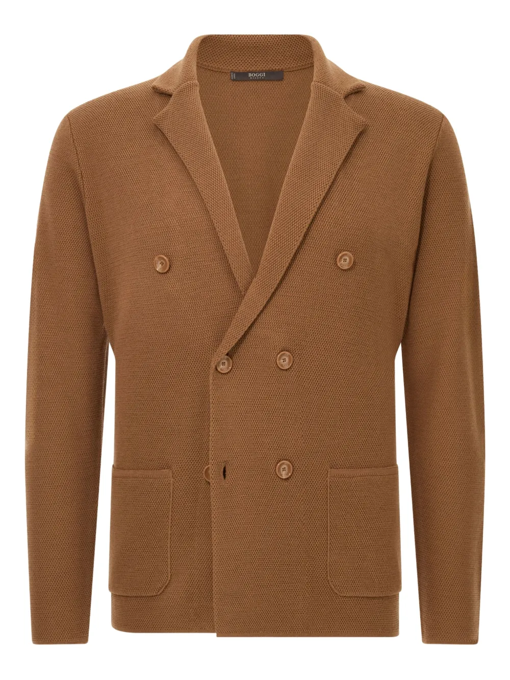 Boggi Milano double-breasted knit jacket | Brown | Image 1