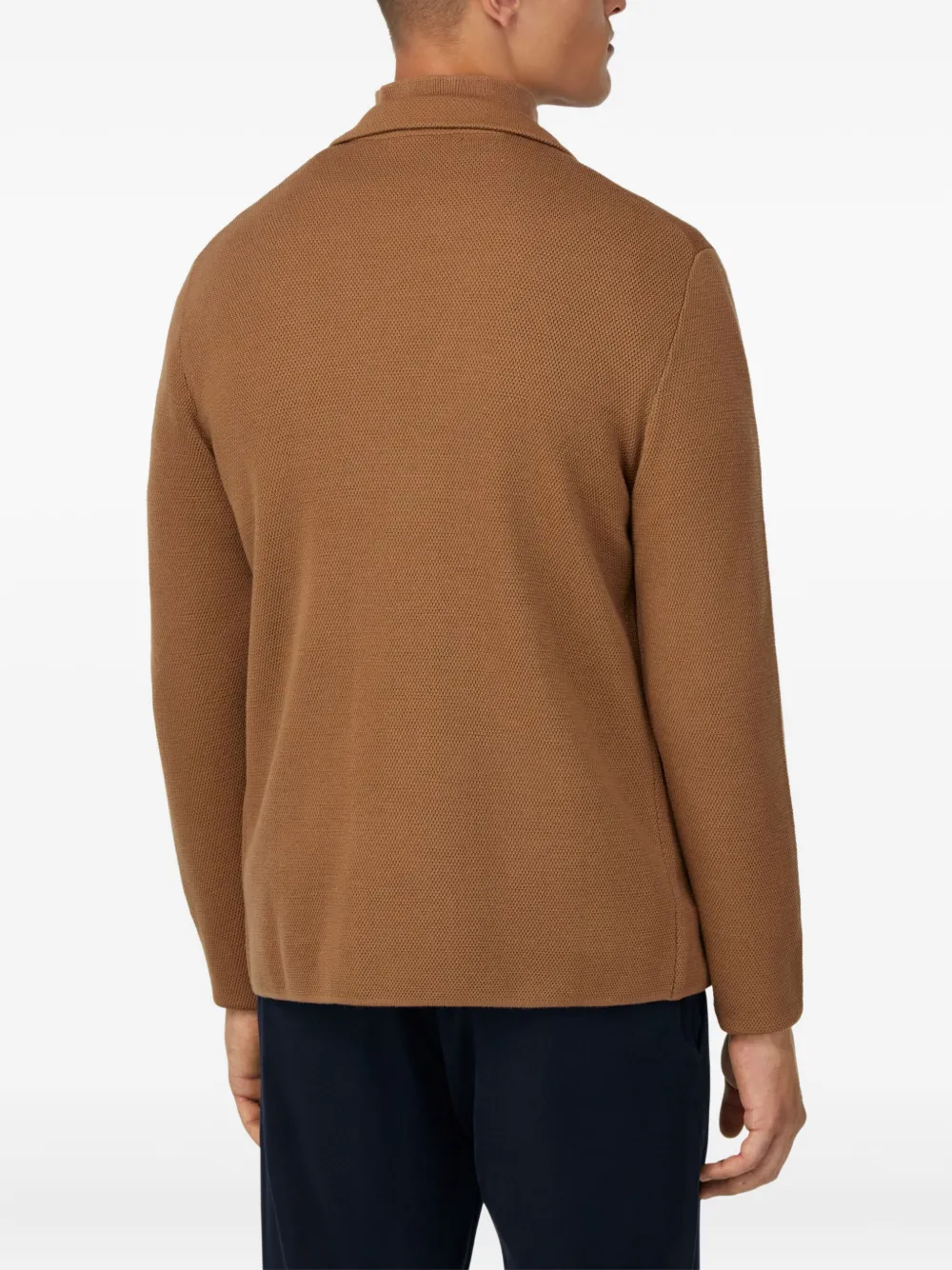 Boggi Milano Double-breasted Knit Jacket In Brown
