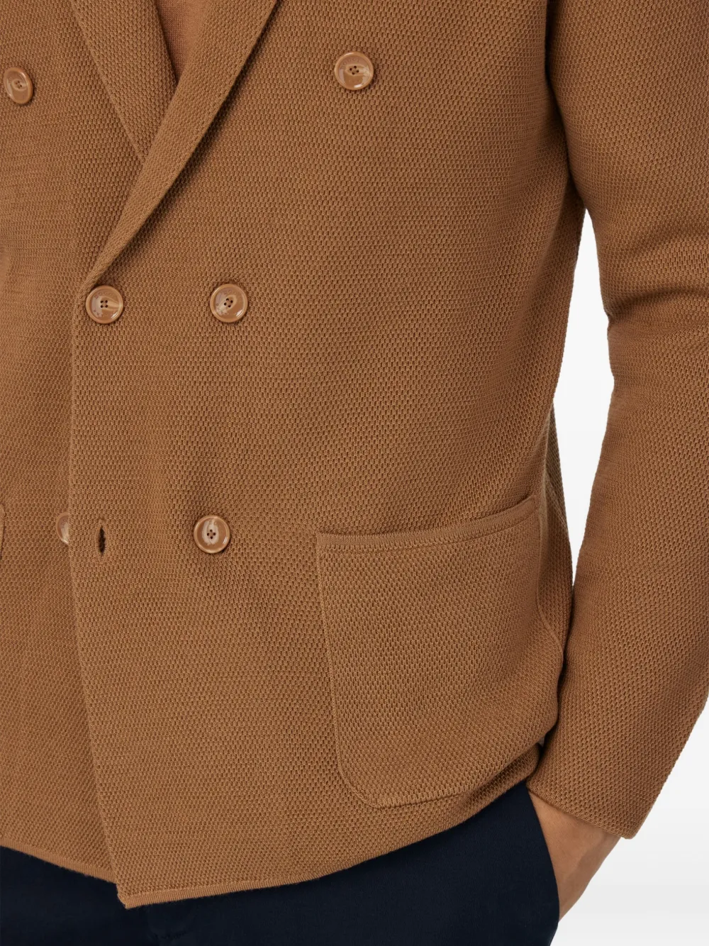Boggi Milano Double-breasted Knit Jacket In Brown