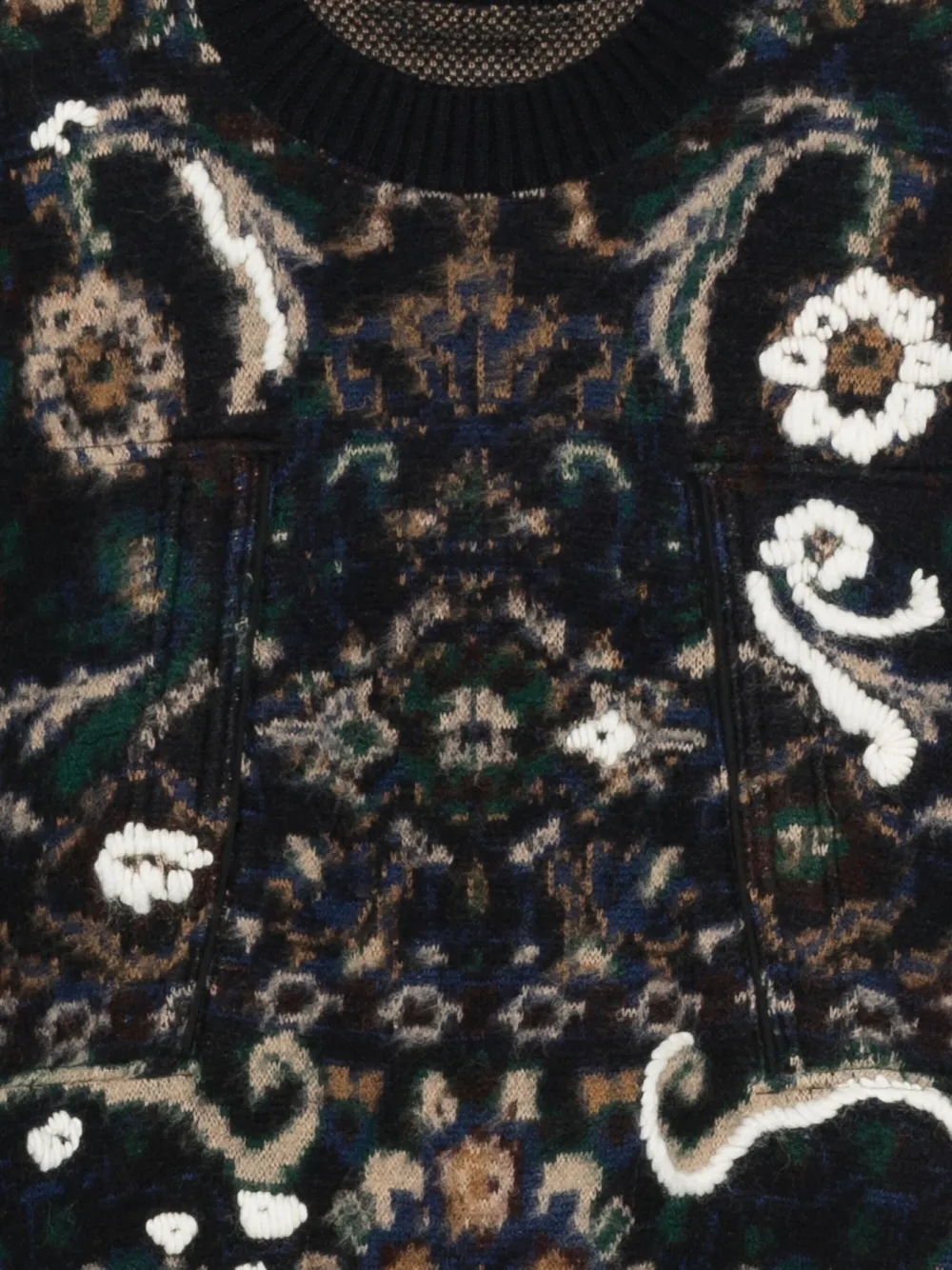 sacai Trui met bloemenprint en ronde hals Blauw