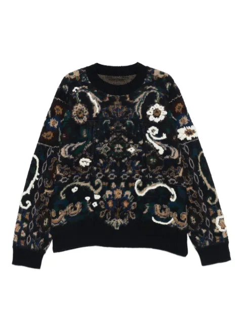 sacai floral-pattern crew-neck sweater