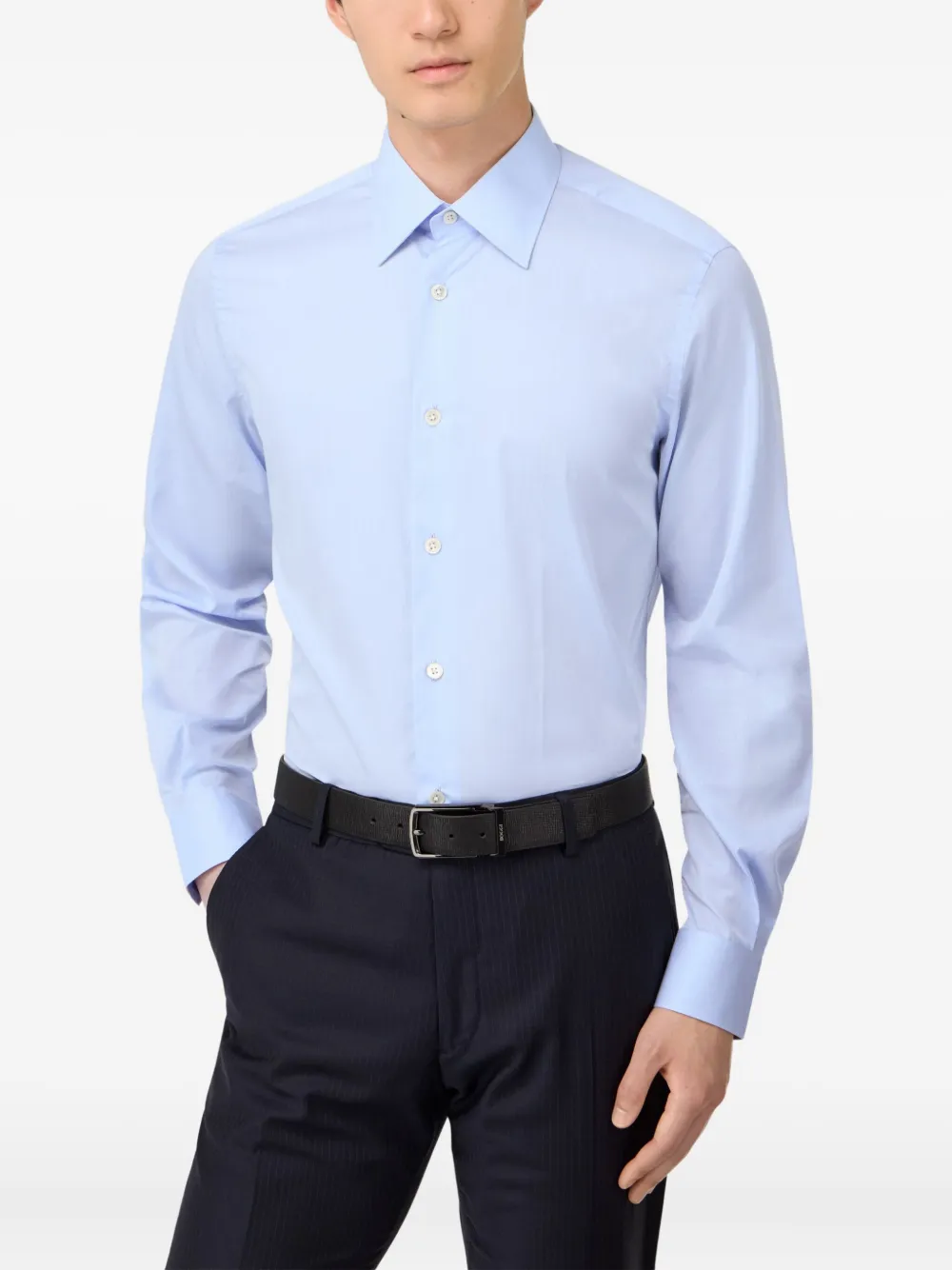 Boggi Milano Overhemd met gespreide kraag Blauw