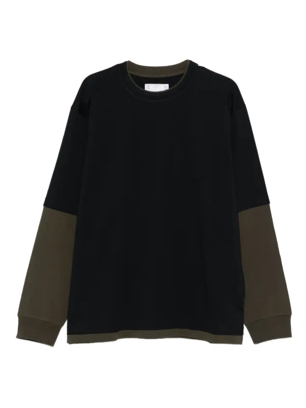 sacai サカイ　バイカラー　Tシャツ　美品 Sacai バイカラー Tシャツ | ブラック | FARFETCH JP
