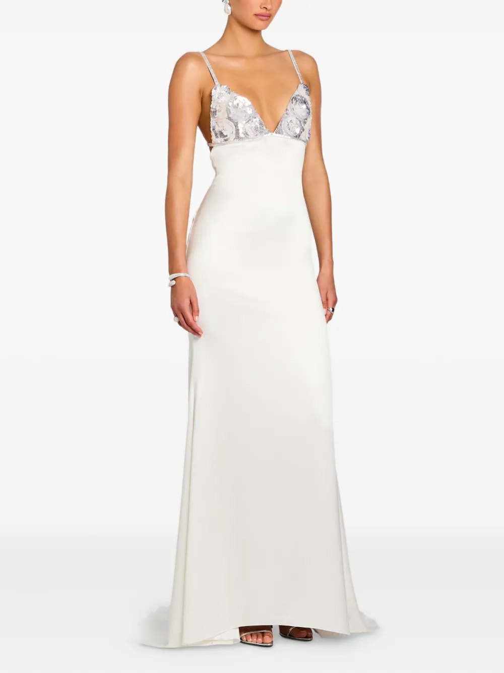 Retroféte Oline Sequin-embellished Maxi Dress In White
