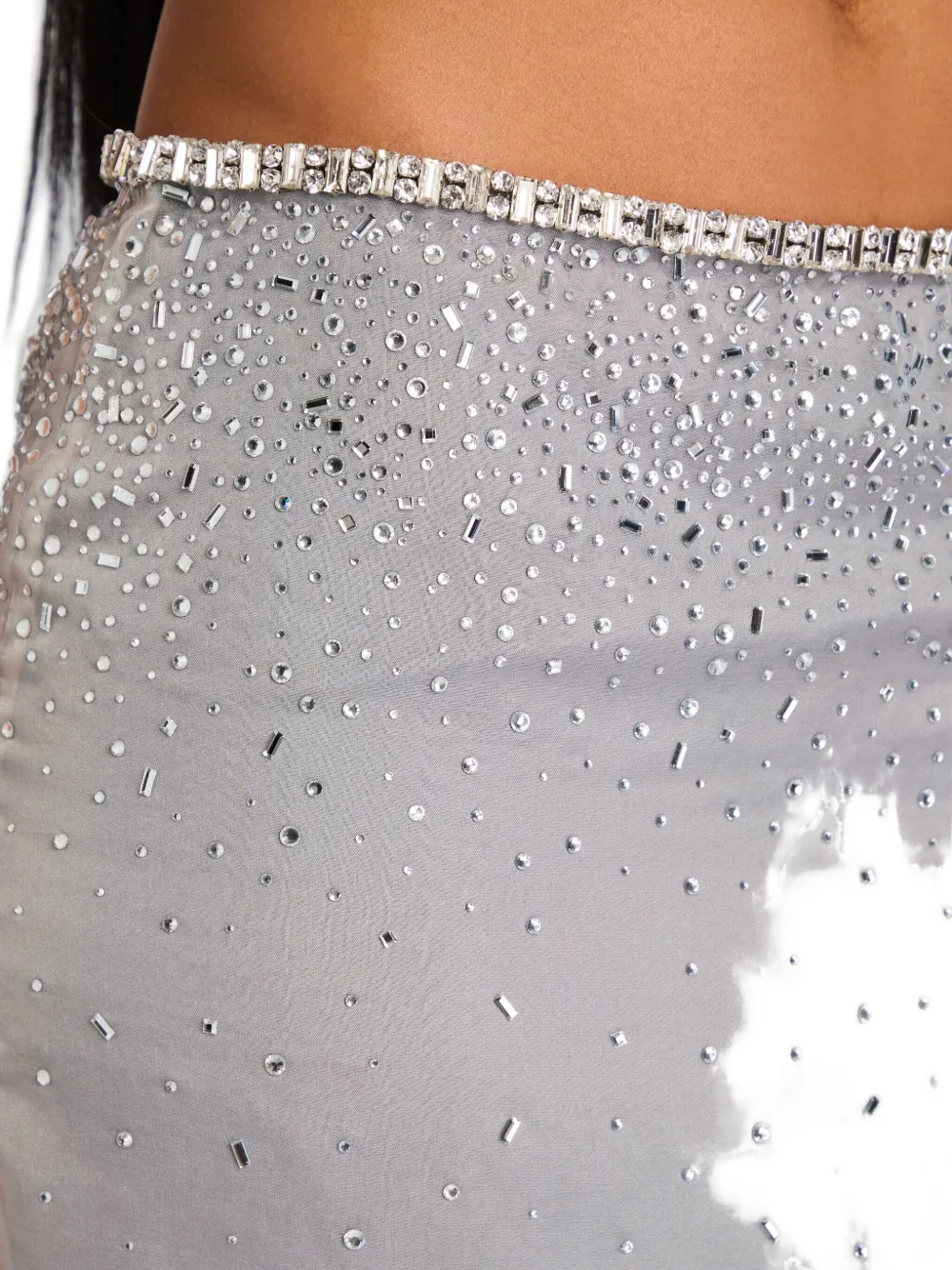 Retroféte Pari Embellished Midi Skirt In Gray