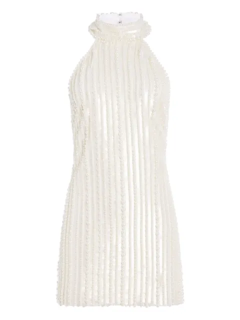 Retrofete Yaeko pearl-embellished halterneck mini dress