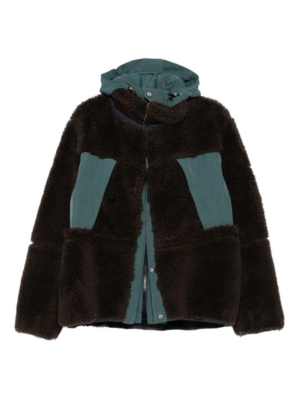 sacai faux-shearling panelled jacket | Brown | Image 1