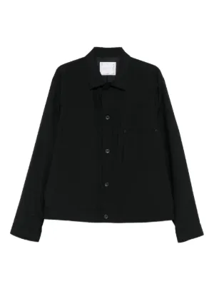 sacai コントラストパネル シャツジャケット Sacai シャツジャケット | ブラック | FARFETCH JP