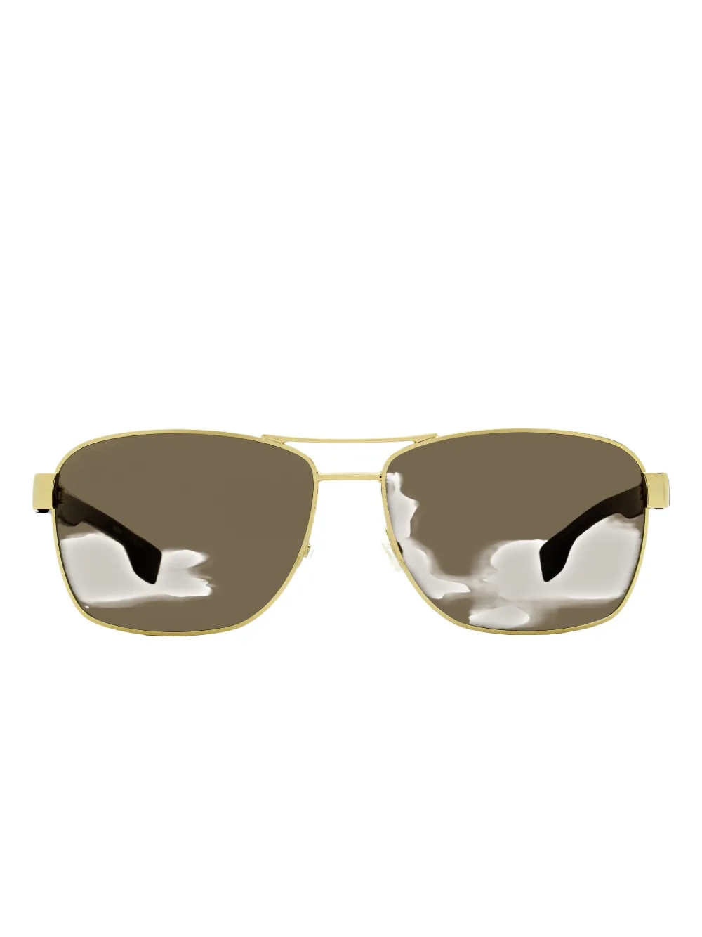 Hugo Boss Metal-frame Rectangle Sunglasses In Green