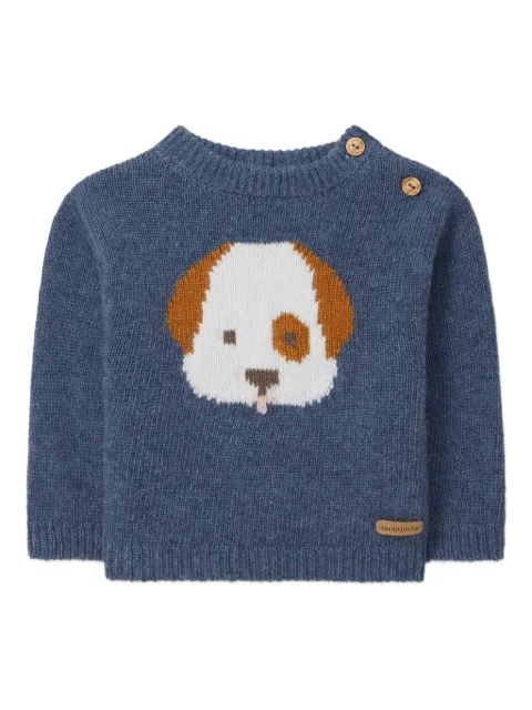 LARANJINHA dog-intarsio sweater