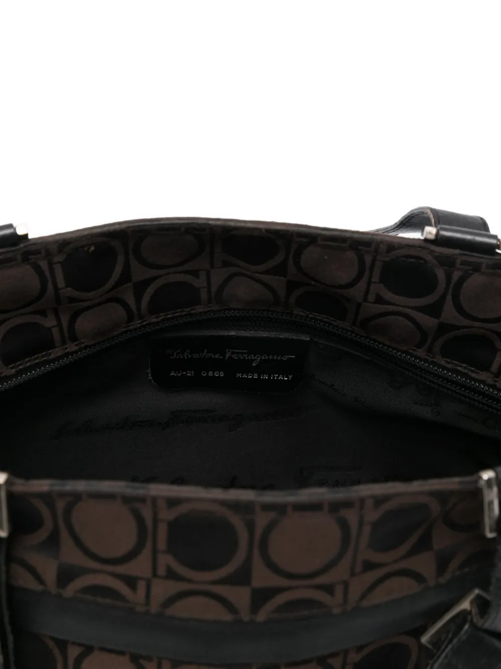 Pre-owned Ferragamo 2000s Circle-pattern Tote Bag In Brown