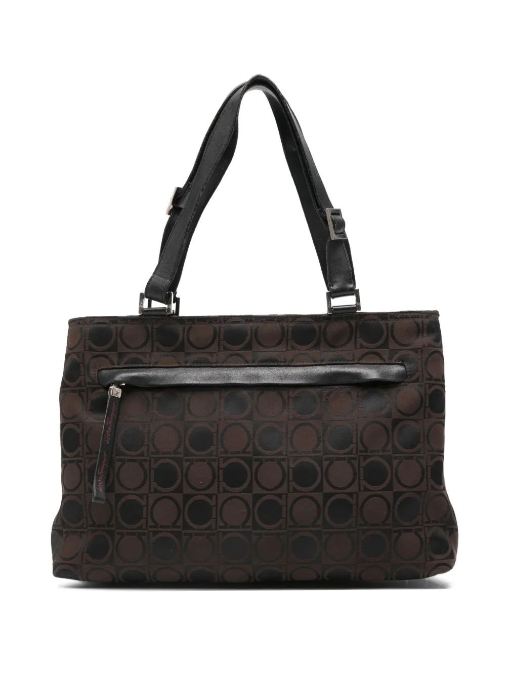 Pre-owned Ferragamo 2000s Circle-pattern Tote Bag In Brown