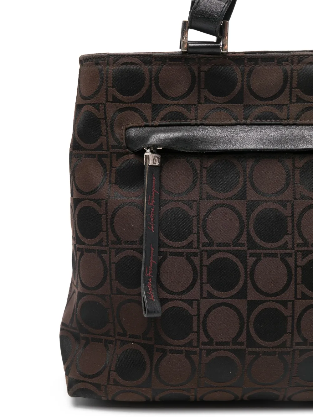 Pre-owned Ferragamo 2000s Circle-pattern Tote Bag In Brown