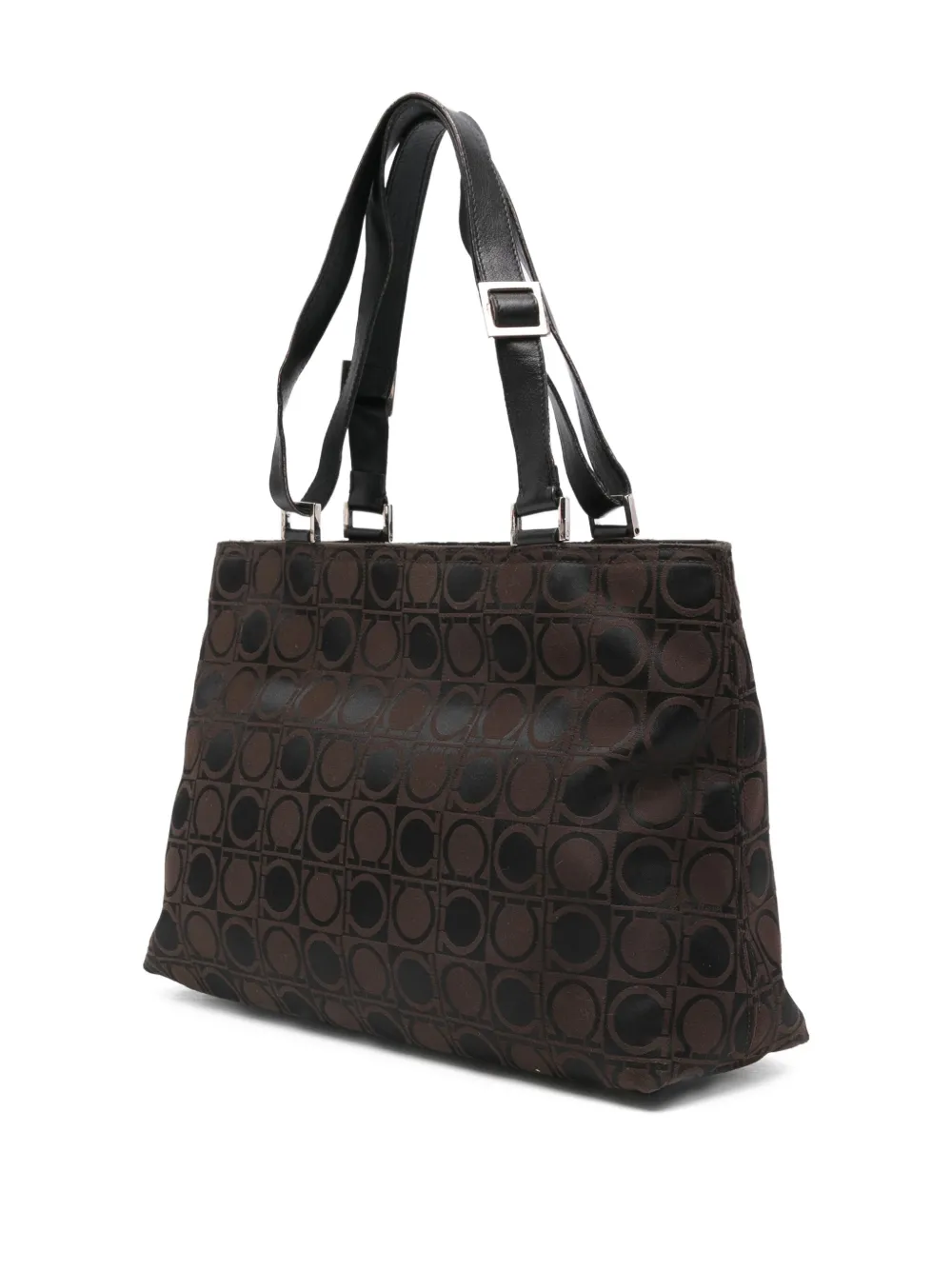 Pre-owned Ferragamo 2000s Circle-pattern Tote Bag In Brown
