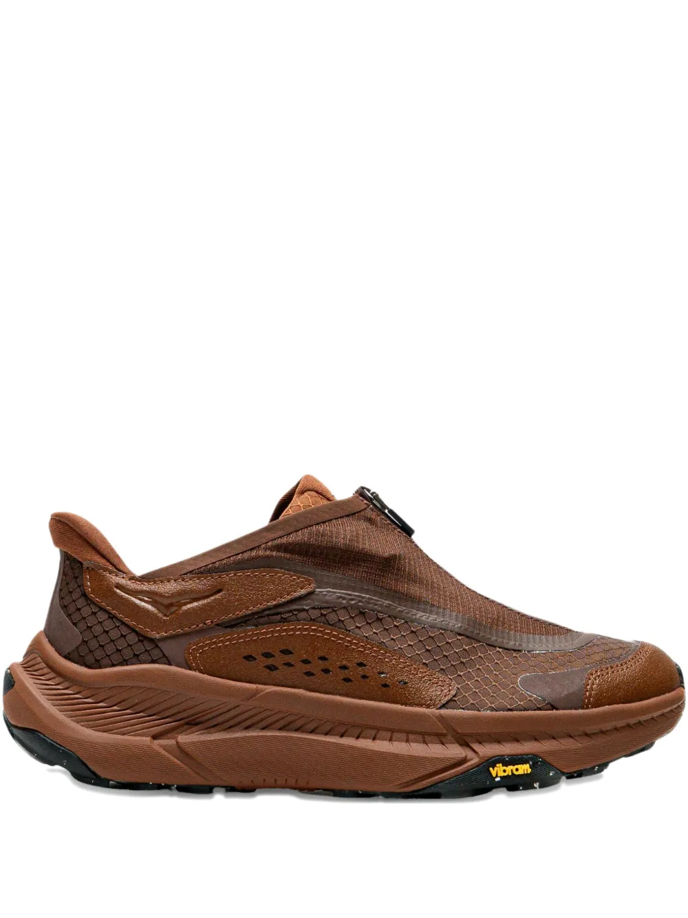 Hoka Project Transport Zip-detail Sneakers In Brown