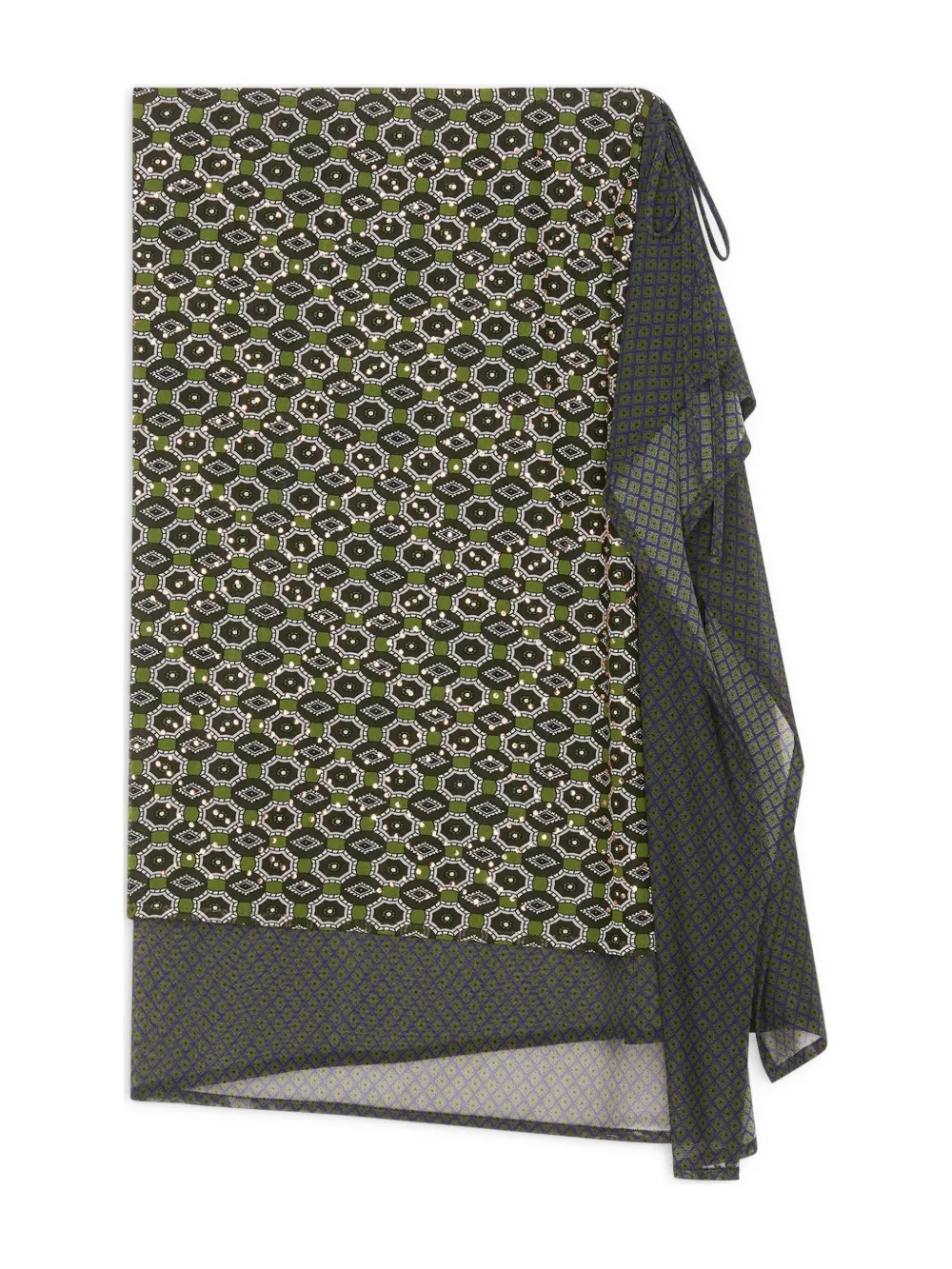 DRIES VAN NOTEN geometric-pattern midi skirt | Green | Image 1