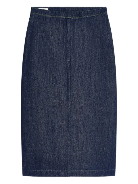 DRIES VAN NOTEN denim pleated-detail midi skirt