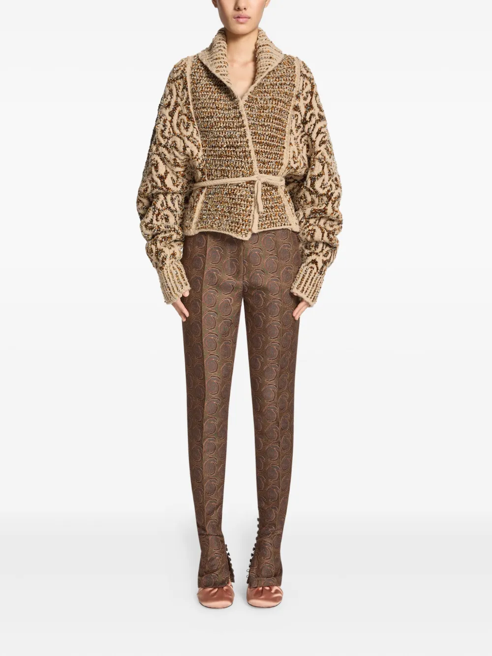 DRIES VAN NOTEN Broek met jacquard - Groen