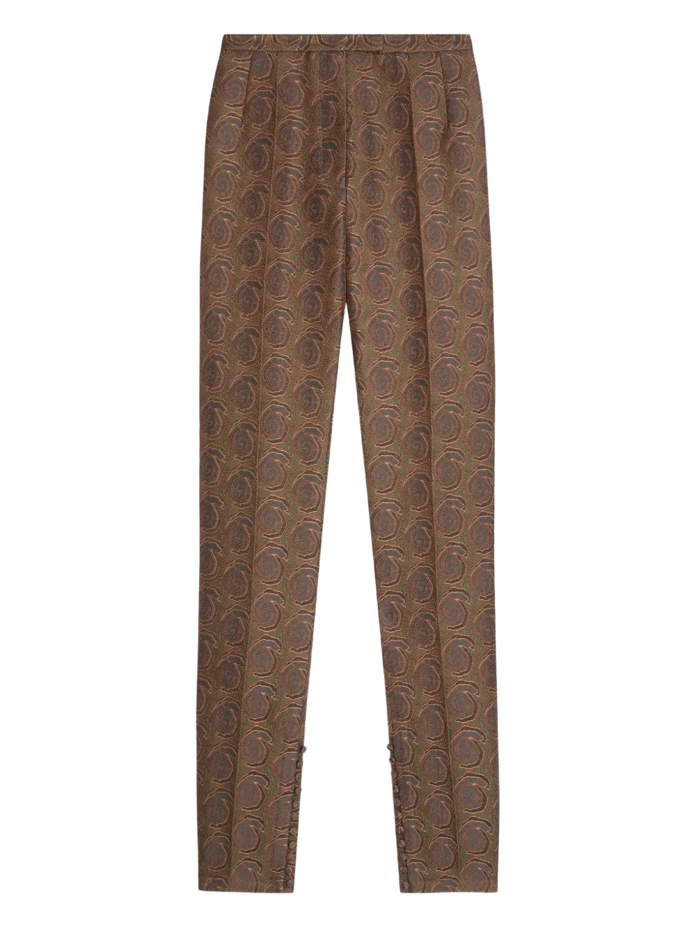 Dries Van Noten Swirl-jacquard Trousers In Brown