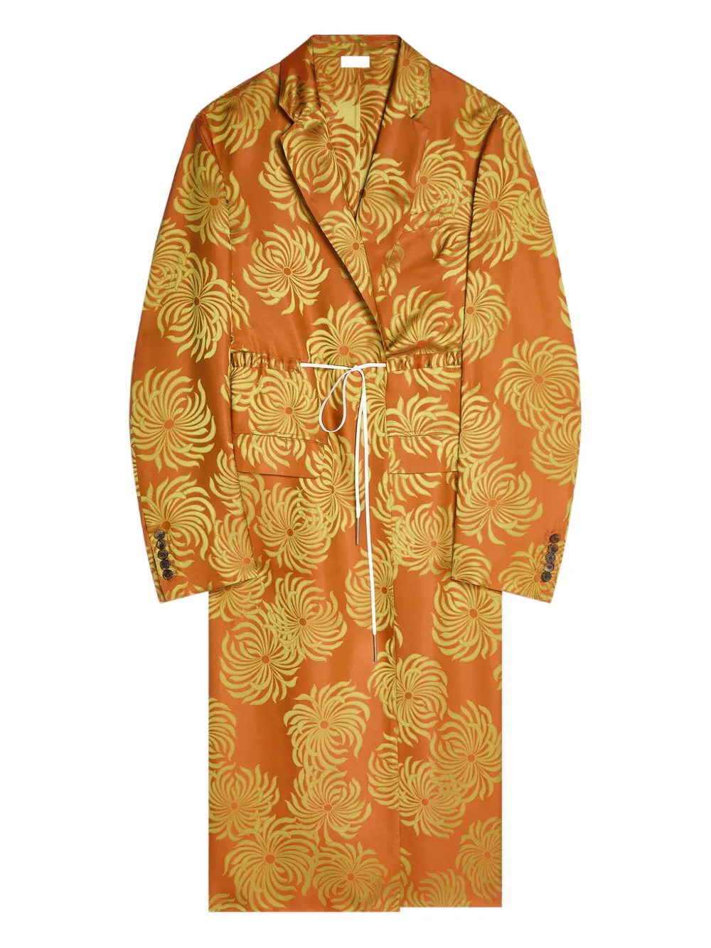 DRIES VAN NOTEN flora-jacquard coat | Orange | Image 1