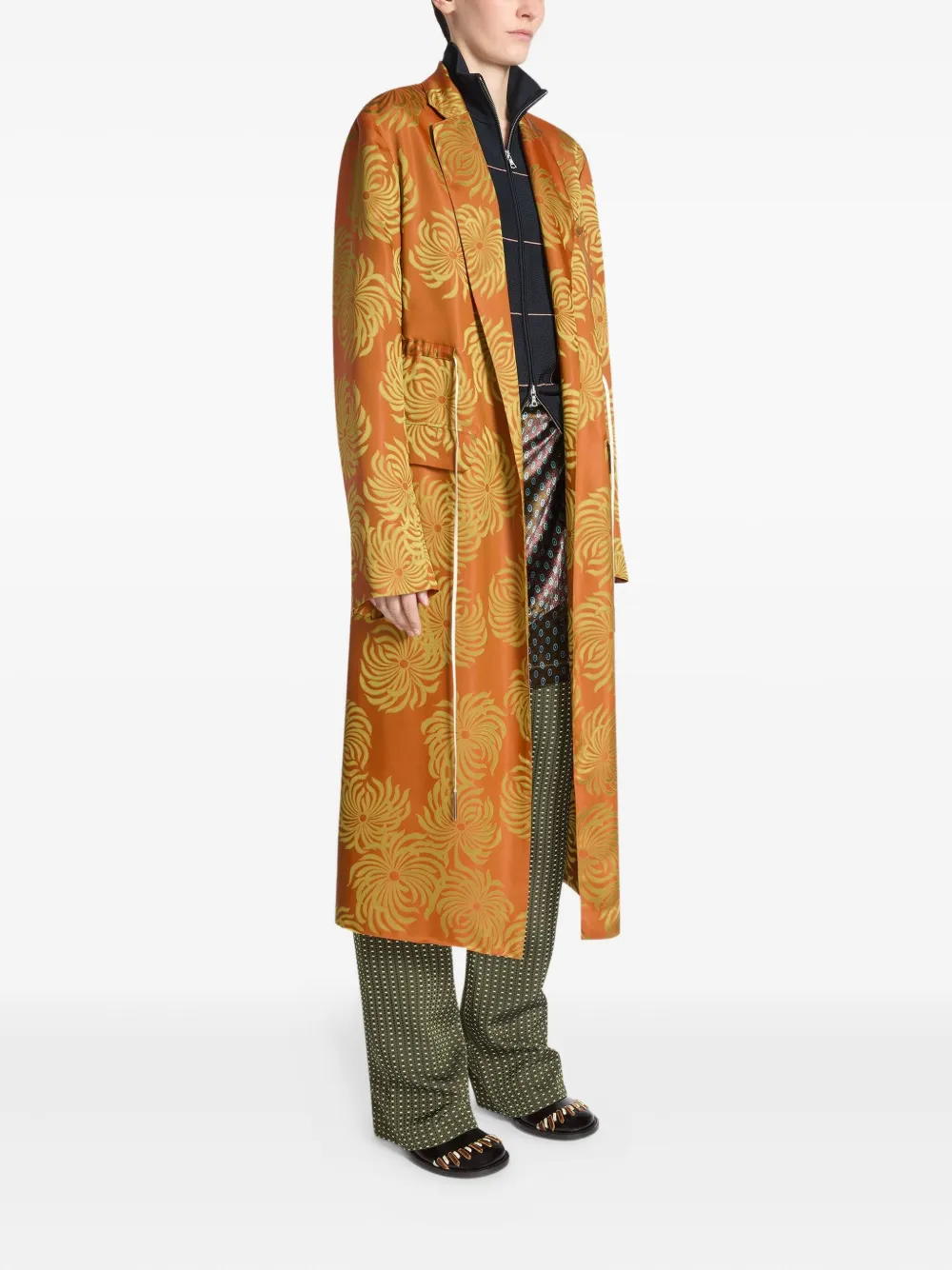 DRIES VAN NOTEN Jas met bloemen jacquard Oranje