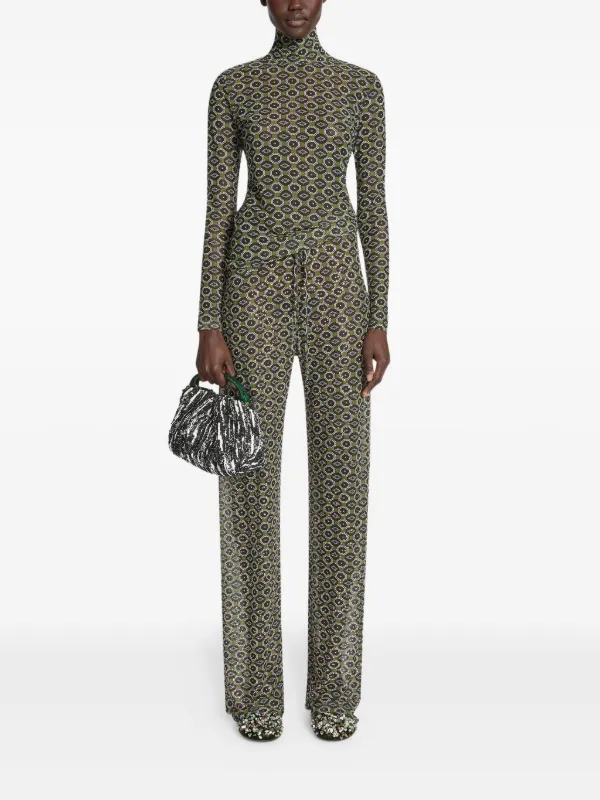 DRIES VAN NOTEN ジオメトリックパターン パンツ | グリーン
