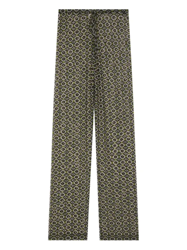 DRIES VAN NOTEN ジオメトリックパターン パンツ | グリーン