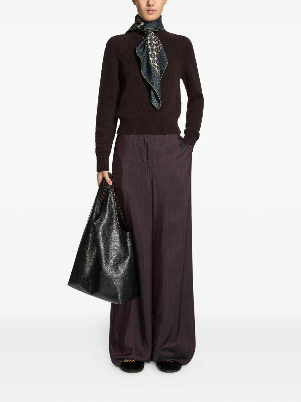 DRIES VAN NOTEN Leren shopper met gevlochten afwerking - Zwart