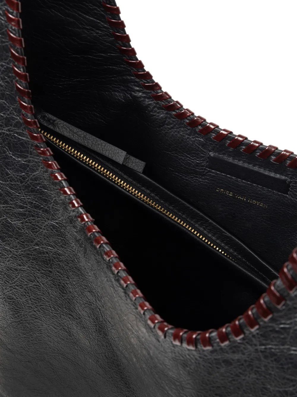 Dries Van Noten Braided-edge Leather Tote Bag In Black