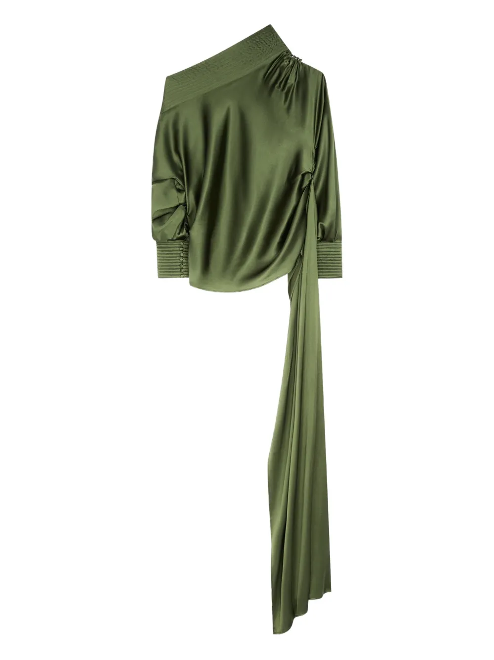 DRIES VAN NOTEN jupe en satin à design drapé | vert | Image 1