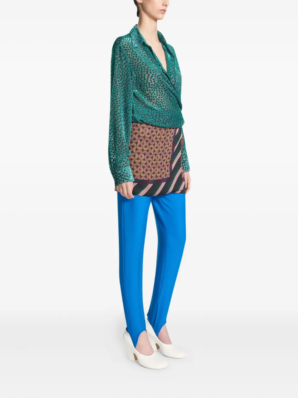 Dries Van Noten Devoré Wrap Shirt In Green