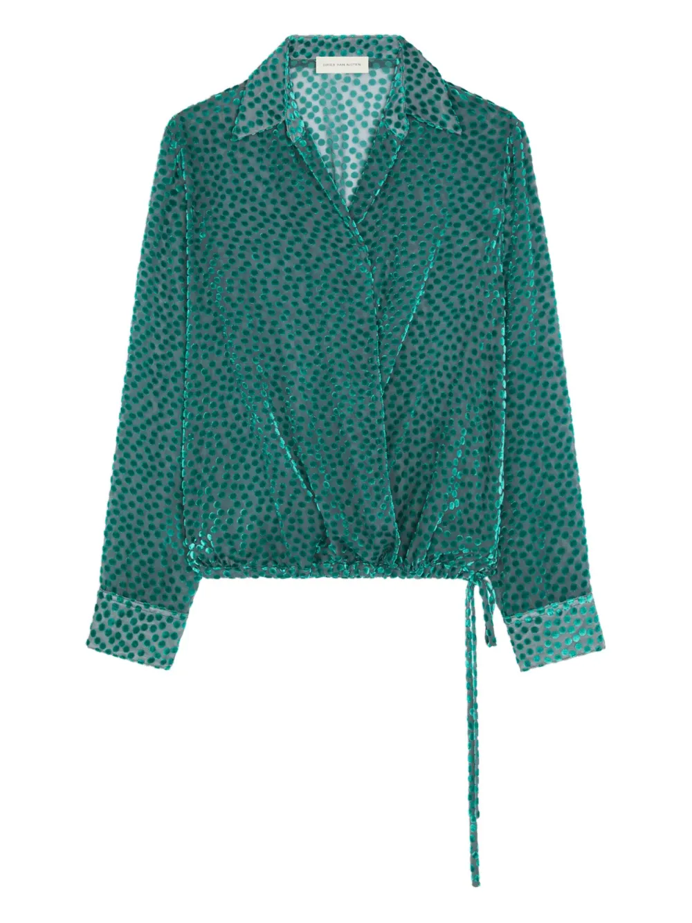 Dries Van Noten Devoré Wrap Shirt In Green