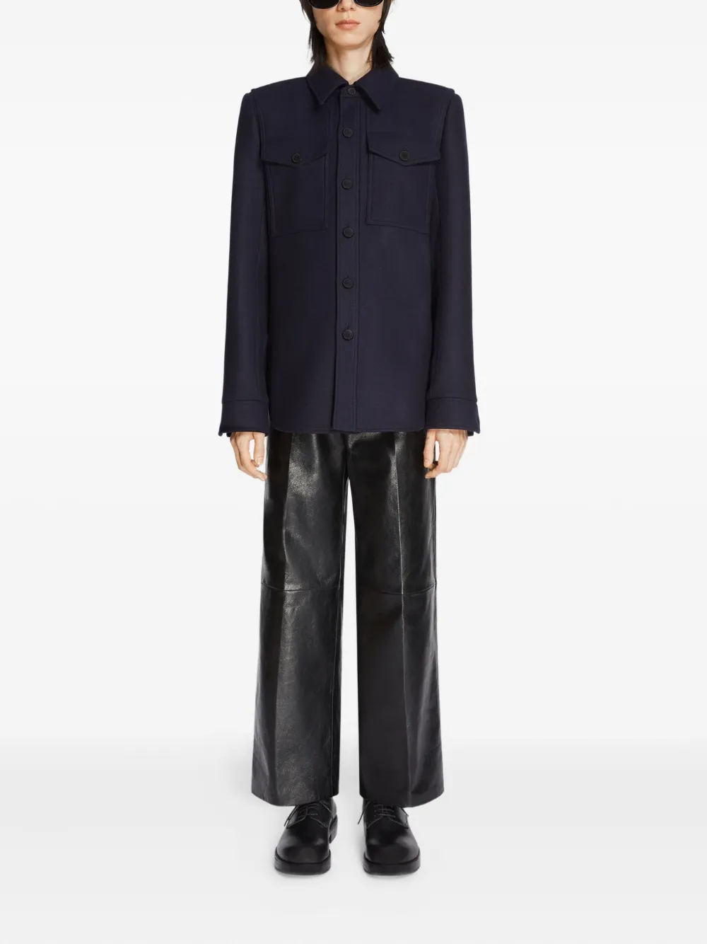 DRIES VAN NOTEN leather trousers - Zwart
