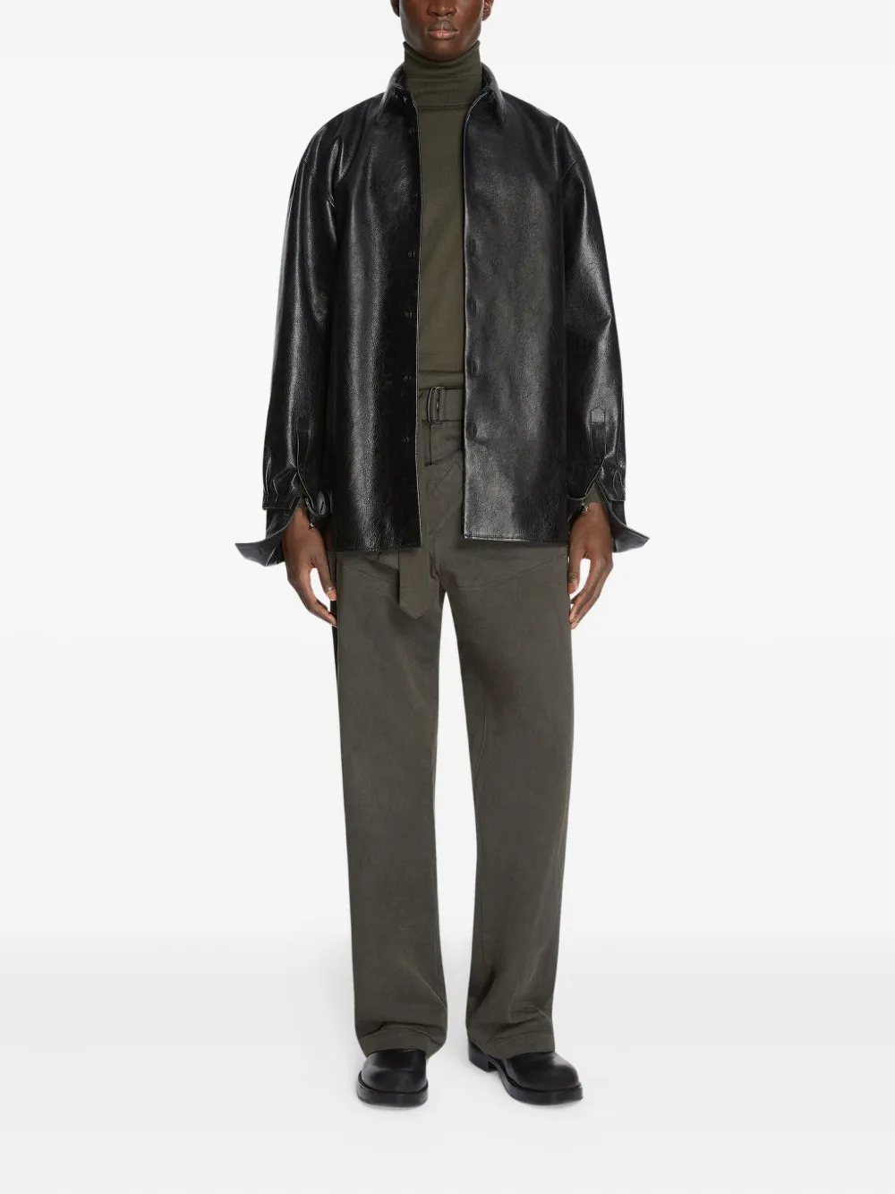 DRIES VAN NOTEN leather shirt - Zwart
