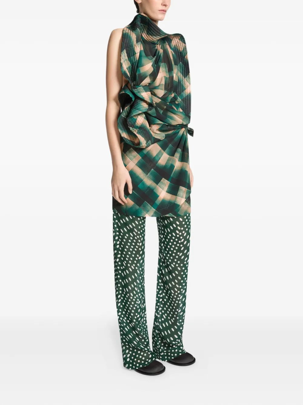 DRIES VAN NOTEN check-pattern top - Groen