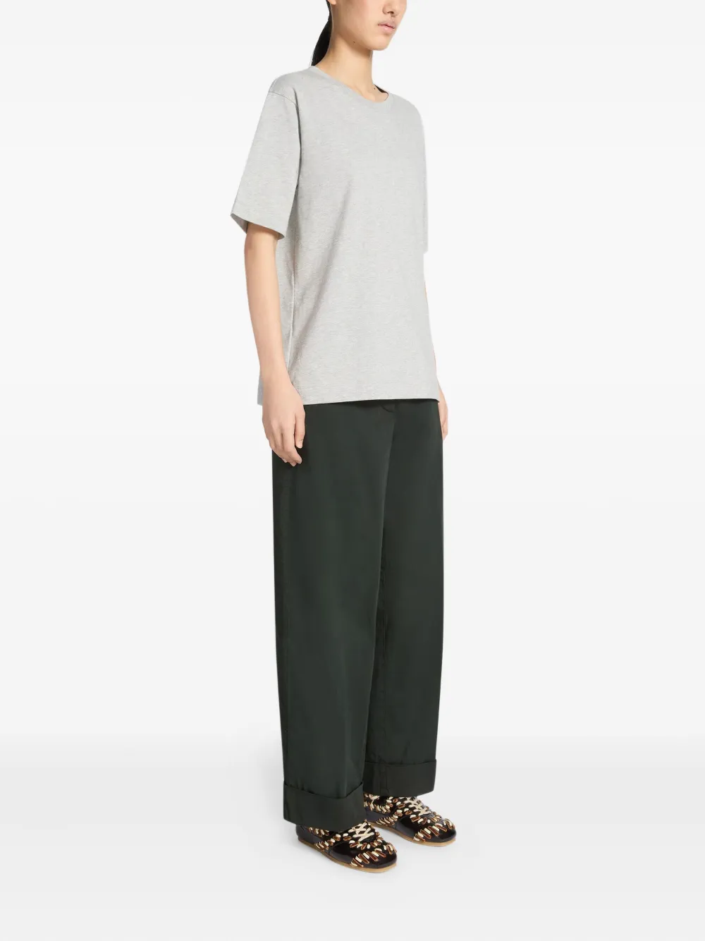 Dries Van Noten Button-embellishment Cotton T-shirt In Gray