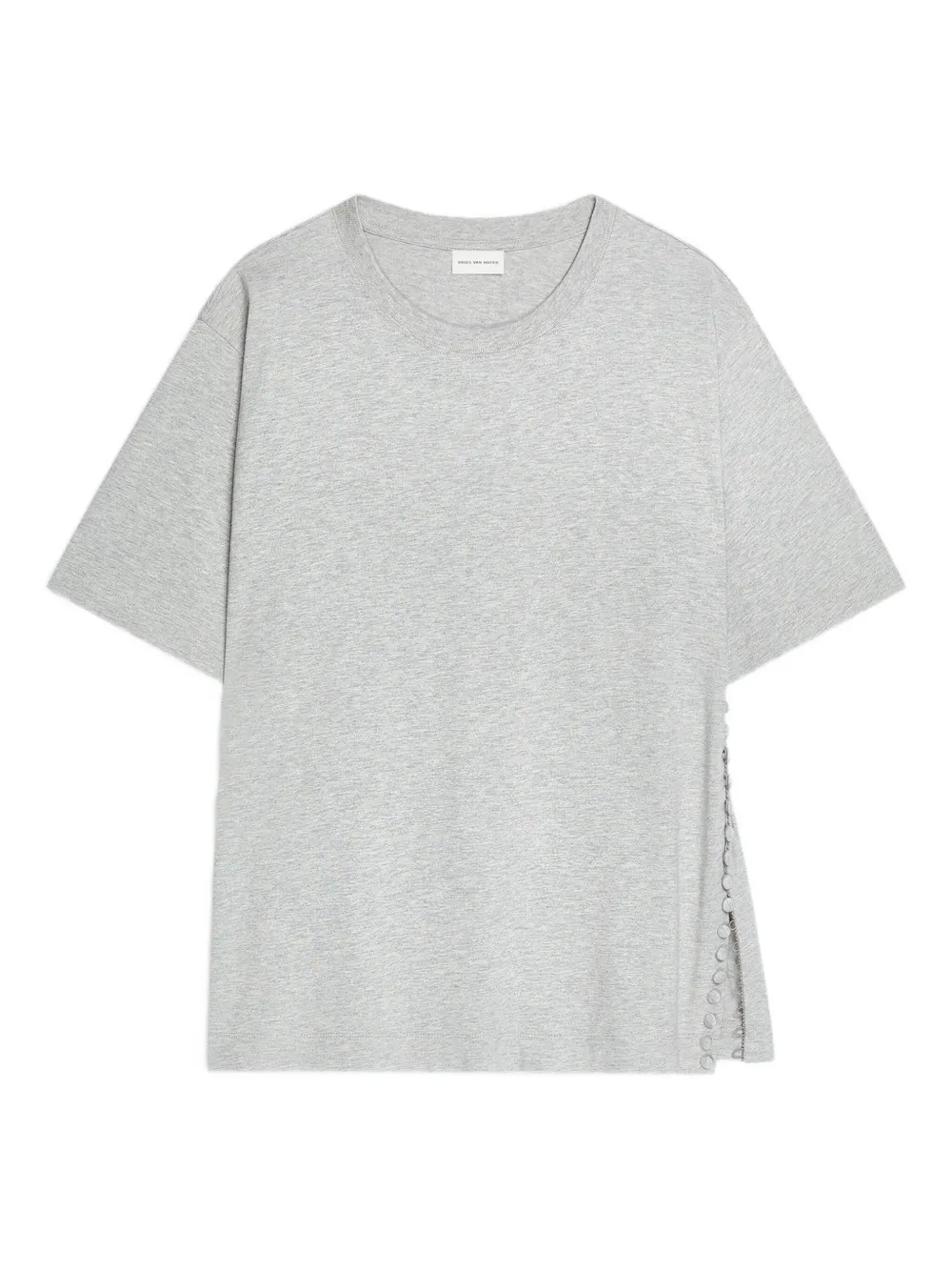 Dries Van Noten Button-embellishment Cotton T-shirt In Gray