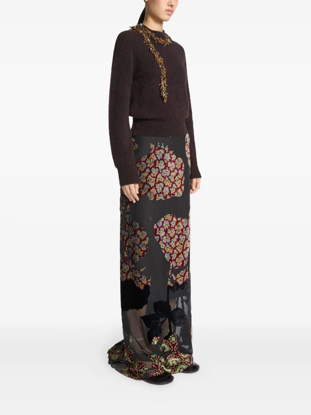 Dries Van Noten Floral-print Ruffled Skirt In Multi