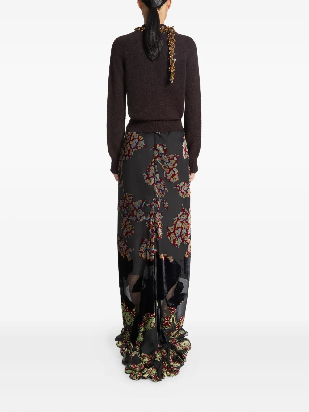 Dries Van Noten Floral-print Ruffled Skirt In Multi