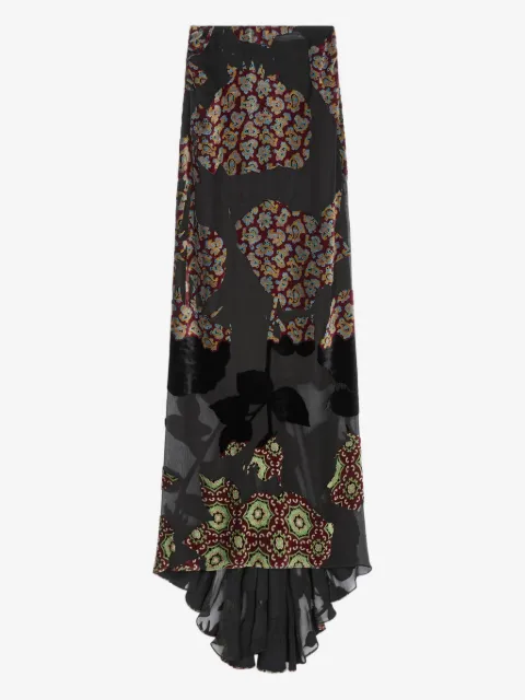 DRIES VAN NOTEN 花卉印花荷叶边半身裙