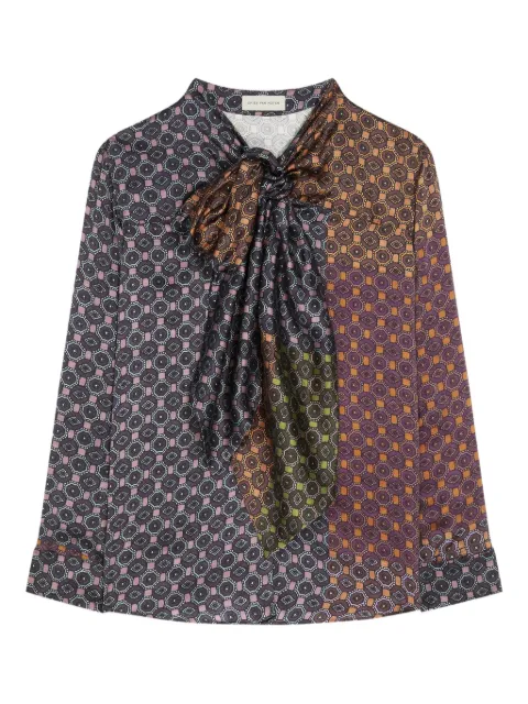 DRIES VAN NOTEN patterned pussy-bow blouse