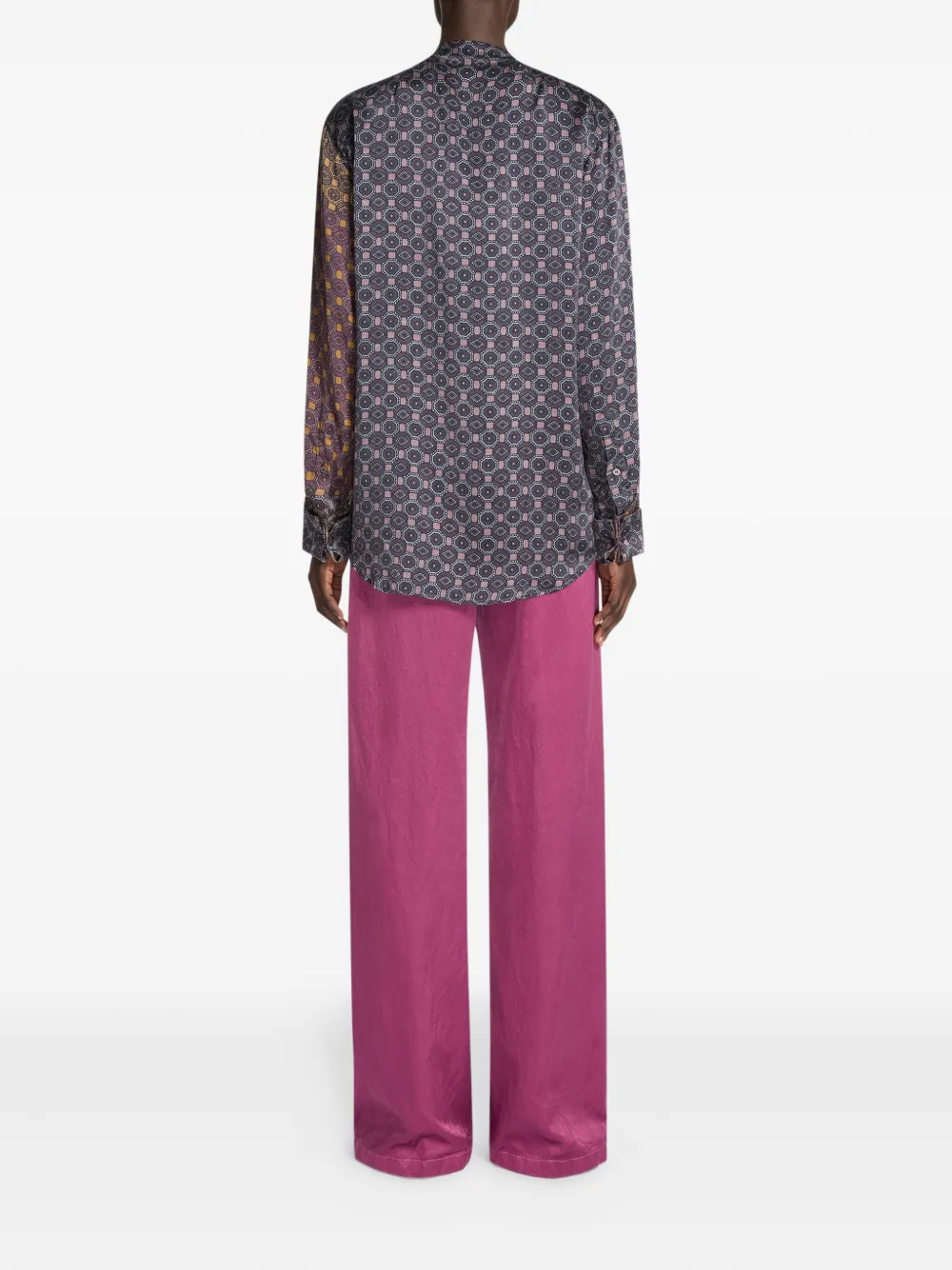 Dries Van Noten Patterned Pussy-bow Blouse In Blue