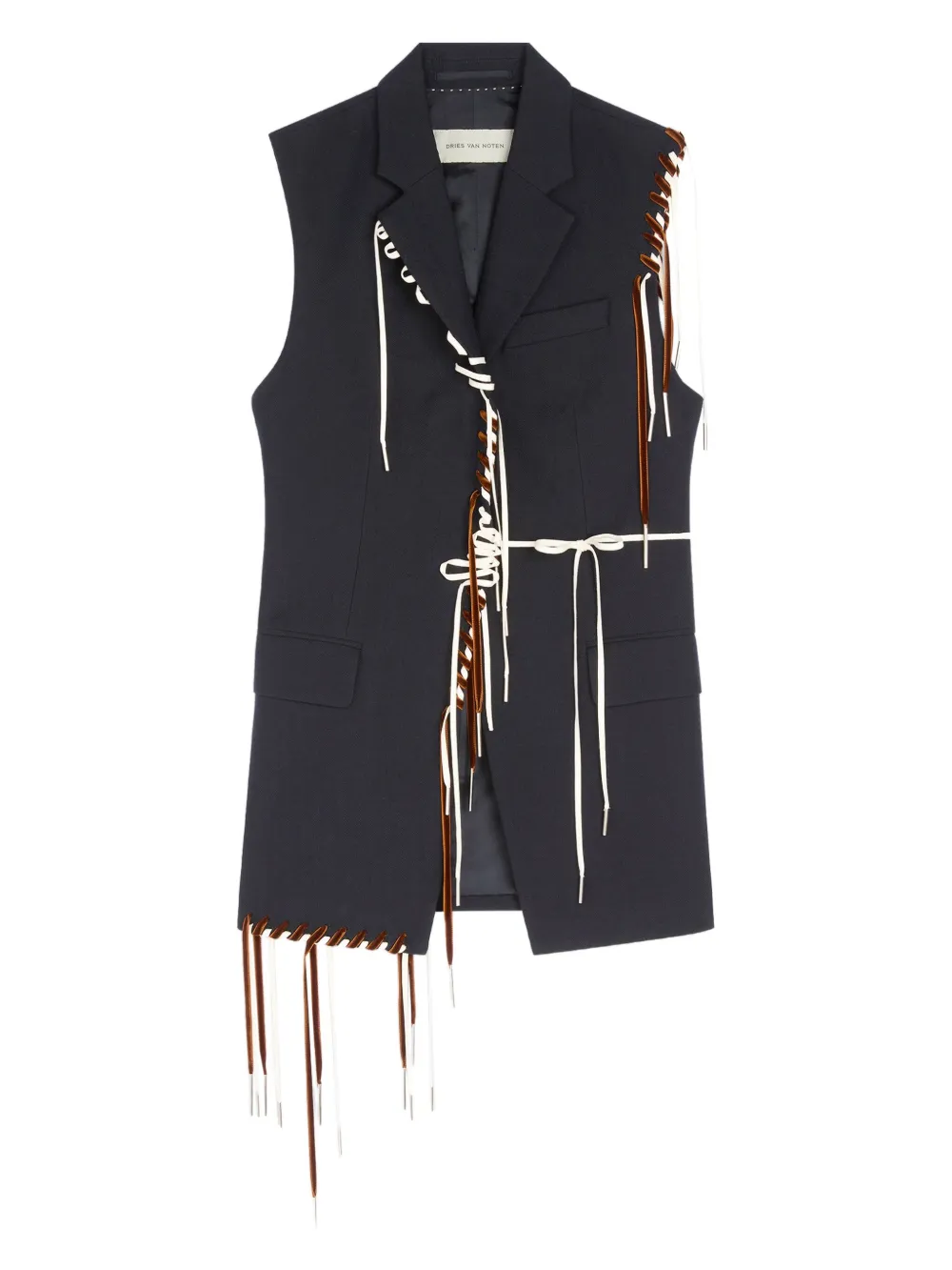 Dries Van Noten Sleeveless Wool Blazer In Black