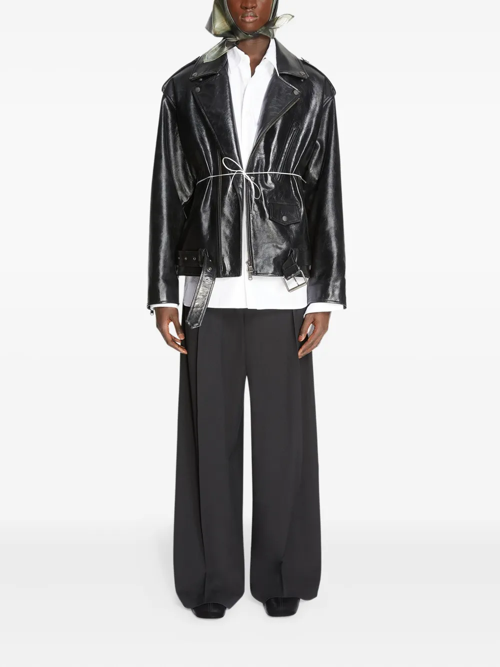 DRIES VAN NOTEN chamarra biker con cinturón | Chamarras biker | Image 2