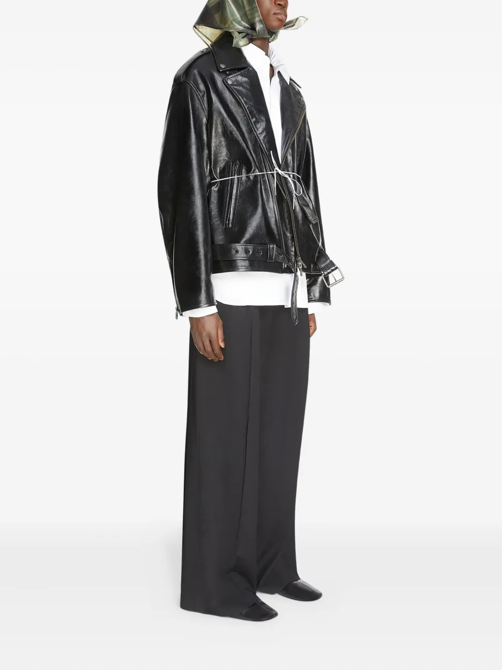 Dries Van Noten 20AW ベルベット ライダースジャケット DRIES VAN NOTEN ベルテッド ライダースジャケット | ブラック