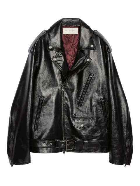 DRIES VAN NOTEN belted biker jacket